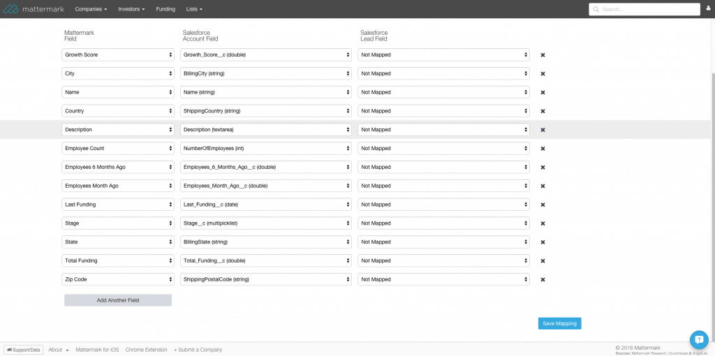 Salesforce Sync Settings