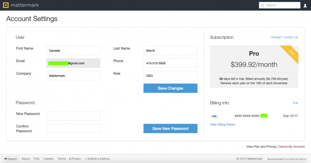 post image for Removing Friction in the Mattermark Funnel: Manage Settings, Change Credit Card Info & Plans