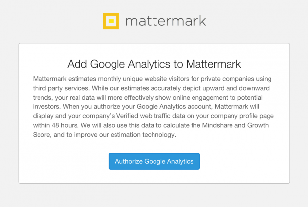 post image for Verified Web Traffic — Connecting Google Analytics to Your Startup’s Profile on Mattermark