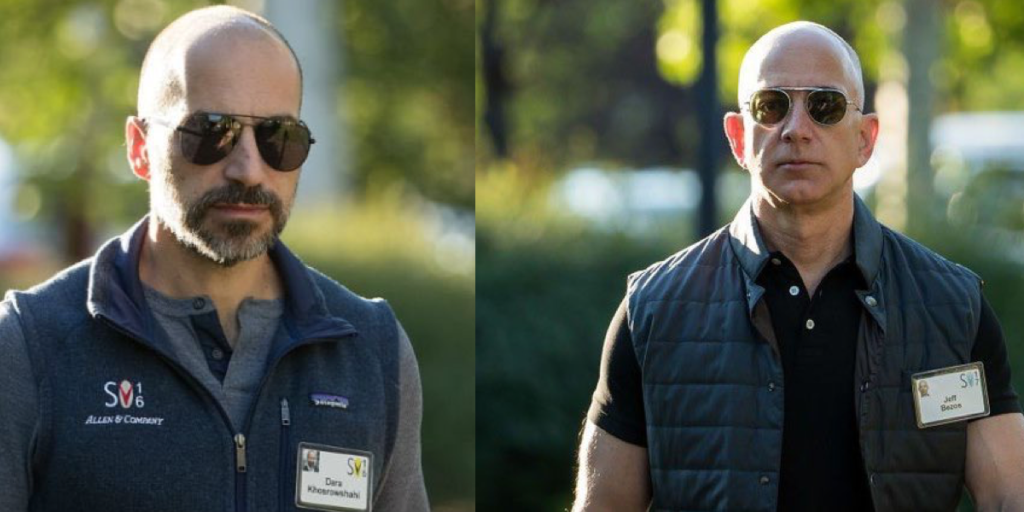 Dara Khosrowshahi and Jeff Bezos VC Vests